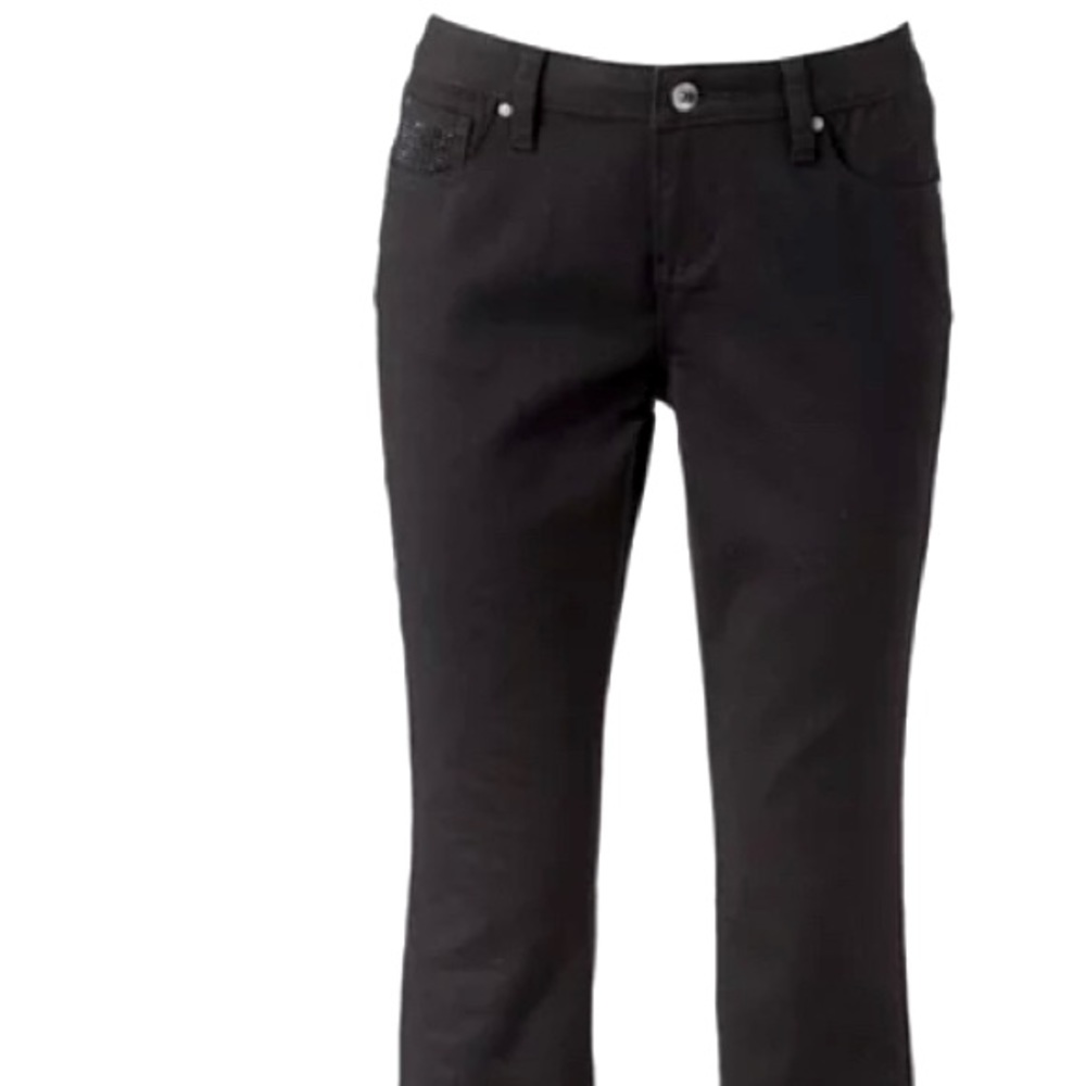 Apt9 Straight Leg Jeans w/ Black Rhinestone Embellishments